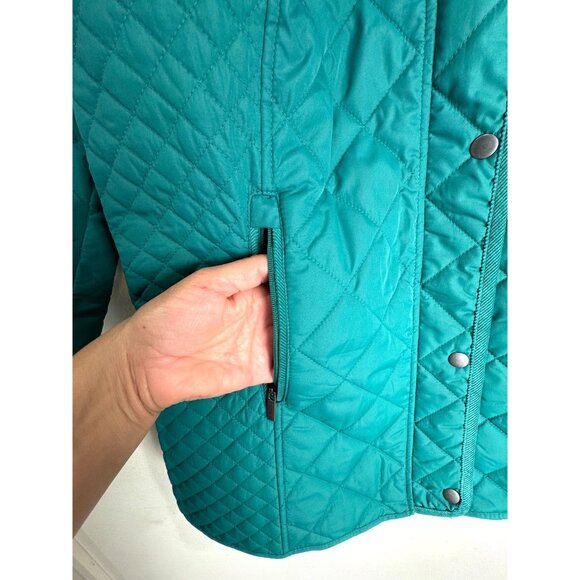 Appleseed's Green Berkshire Quilted Zip Snap Jacket Pockets Lightweight Womens 2 - Picture 4 of 6